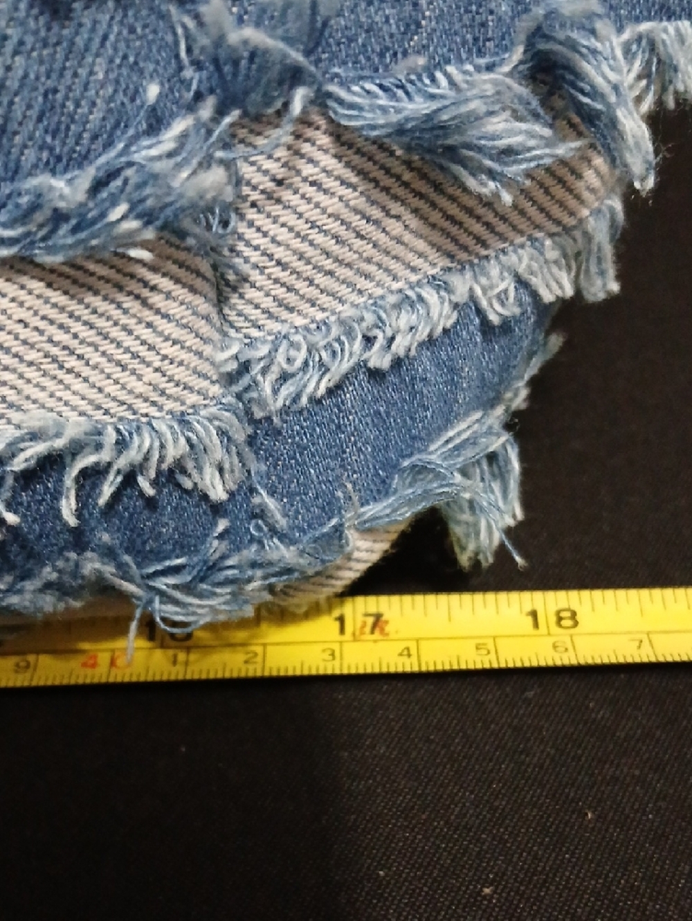 New! Striped Blue Denim Frayed Tote Bag - NWT - Picture 9 of 10